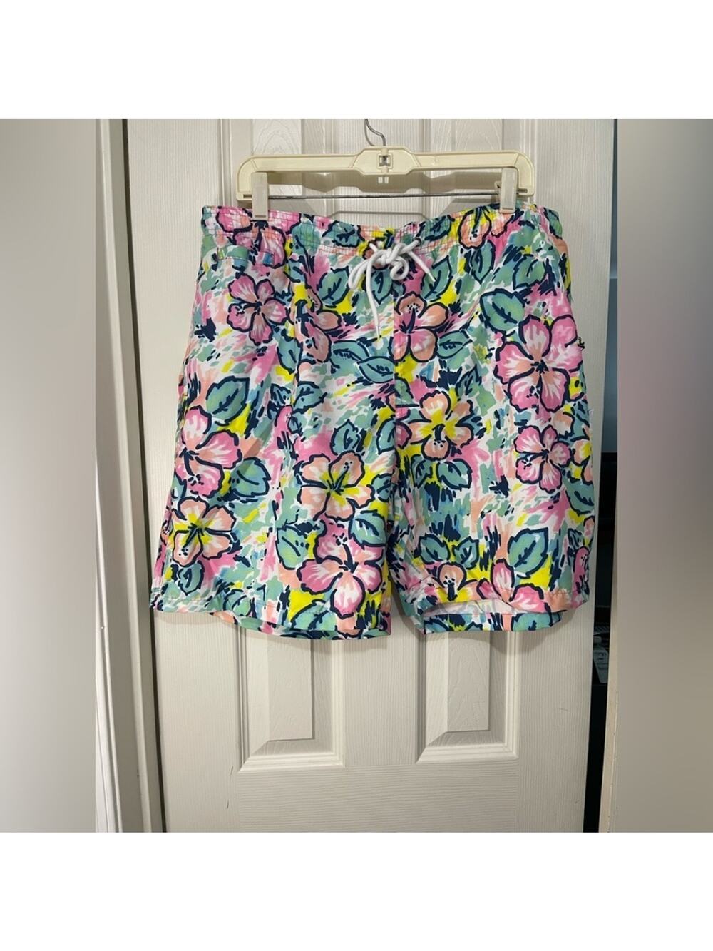 Free Planet Floral Pastel Swim Trunks size 1X